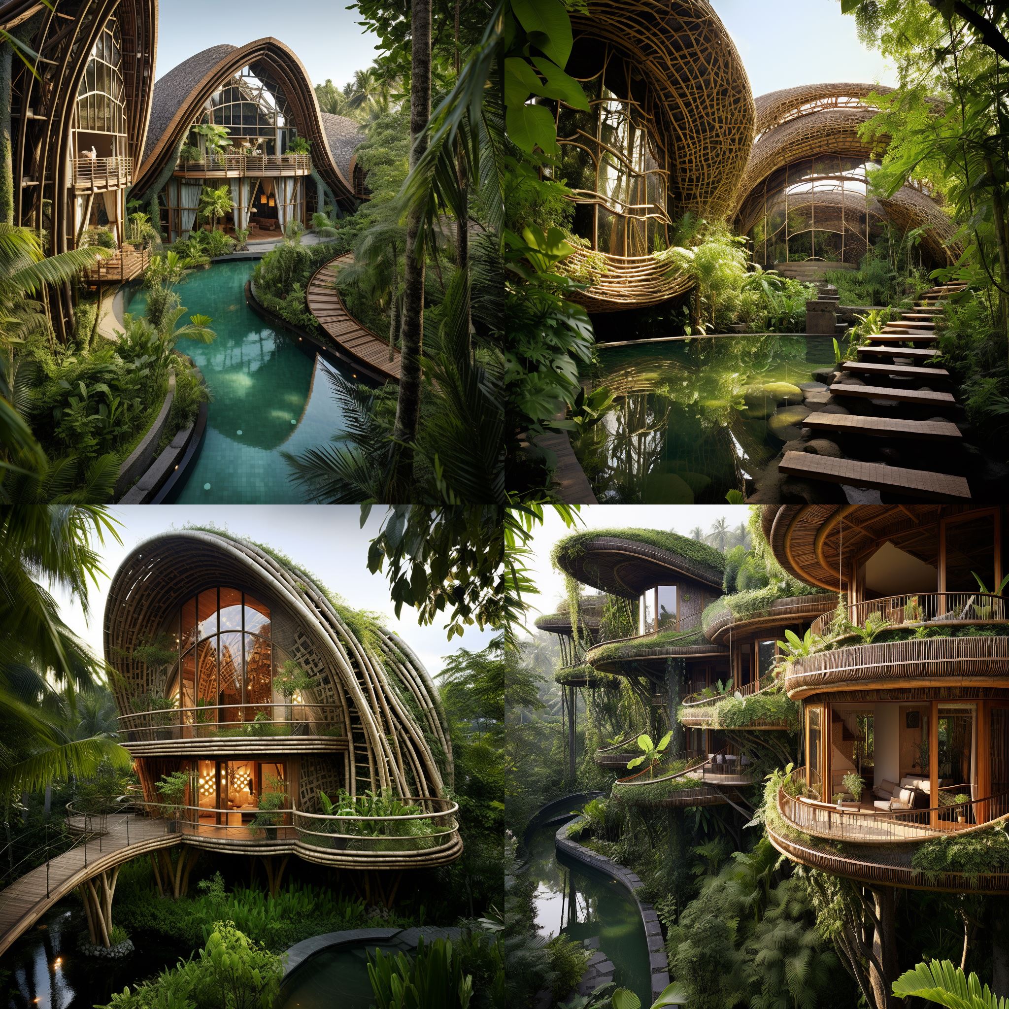Maisons en bambou de Bali